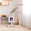 Albero Tiragraffi per Gatti in Sisal con Cuccia Piattaforme e Giochi 60x40x120 cm 