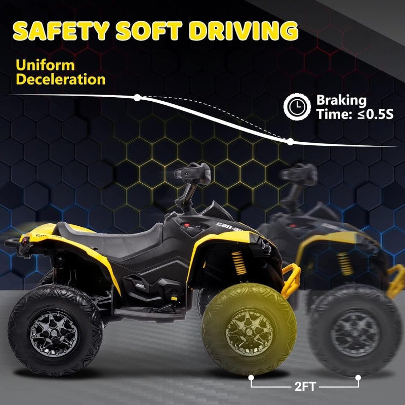Quad Elettrico per Bambini Licenza Can-Am Renegade 12V ATV Telecomando e Ammortizzatori Giallo  