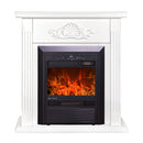 Camino Elettrico da Pavimento 90x90x27 cm Effetto Fiamma 2000W Sorina & Cristina Bianco