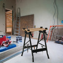 Banco da Lavoro Pieghevole 150kg con 4 Morse e Goniometro Nero e Legno      