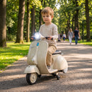 Moto Elettrica per Bambini 3+ Anni Licenza Piaggio Vespa 7,2 V 81x37x63 cm con Rotelle Rimovibili 3-5 km/h Max 30 kg in PP Bianco      