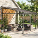 Pergola Addossata 4x3 m con Tetto in Policarbonato Metallo e Alluminio con Viti Marrone      