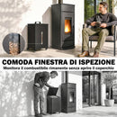 Contenitore per Pellet 30 kg 36,5x36,5x61,5 cm con Coperchio Ruote e Setaccio in Acciaio Laminato a Freddo Nero      