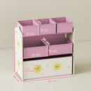 Scaffale Portagiochi 63x30x66 cm a 3 Livelli 6 Cesti in Tessuto Non Tessuto Rosa      