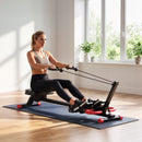 Vogatore Pieghevole Multiuso 158x43x43 cm con Bande di Resistenza Capacità 120 kg in Metallo e ABS Rosso e Nero      