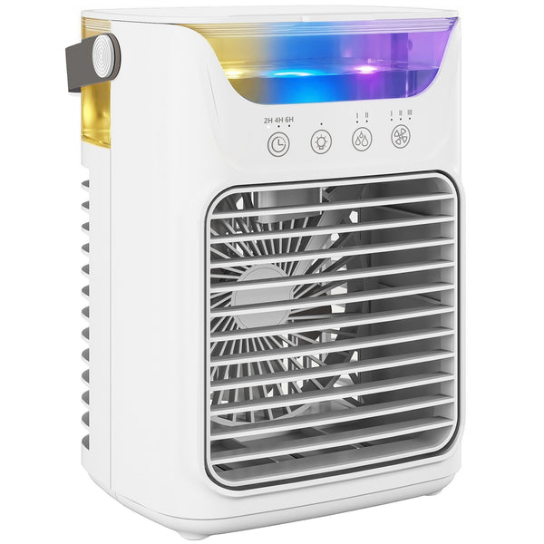 Ventilatore da Tavolo con 3 Velocità Luce RGB Funzione Nebulizzazione in ABS e PP Bianco prezzo