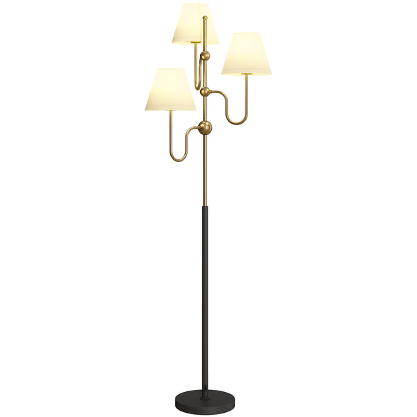Lampada da Terra Alta con 3 Punti Luce Attacco E27 e Interruttore a Pedale 54x54x165 cm Base in Metallo Oro sconto