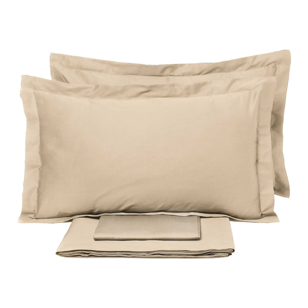 Set Lenzuola Matrimoniale Sopra Sotto e Federe Tinta Unita Garrini Clarice Beige prezzo