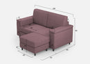 Divano 2 Posti con Pouf 148x155x85 cm Marrak in Tessuto Prugna