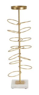 Portacandele Rings 14x13x46 cm in Ferro e Marmo Oro e Bianco