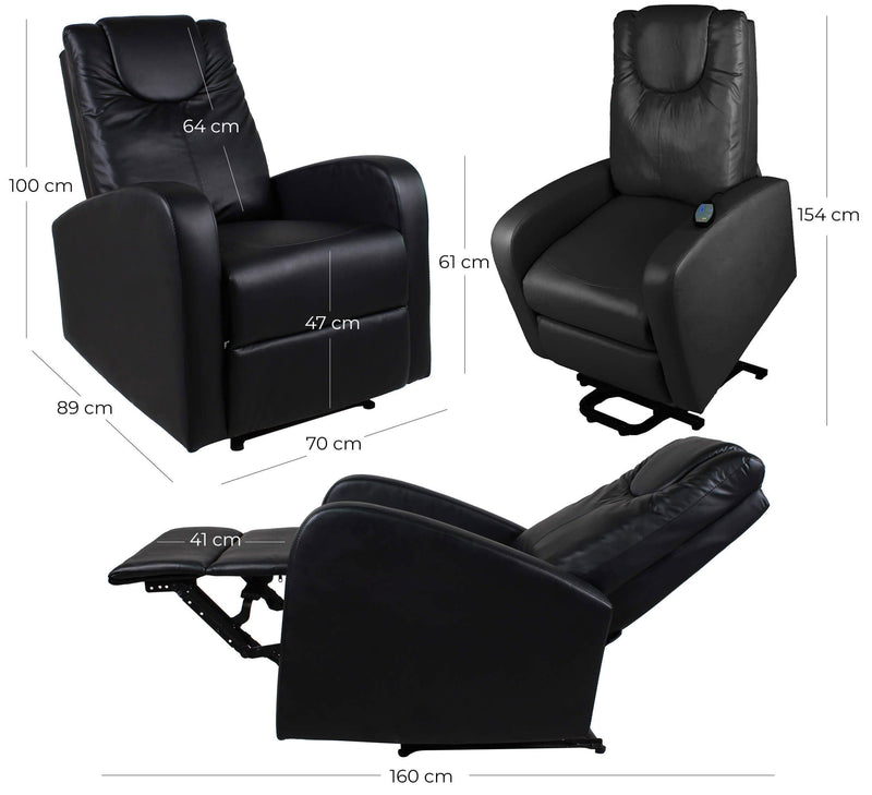 Poltrona Alzapersona Vibromassaggio Elettrica 1 Motore in Similpelle Vandi Panna