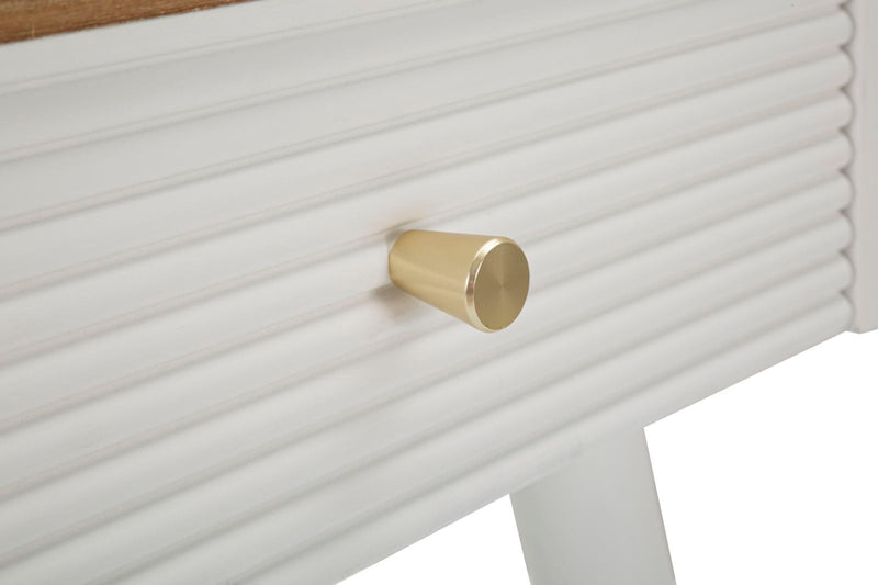 Comodino Matera 45x62x32 cm in Legno MDF e Ferro Bianco/Marrone