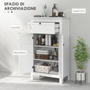 Mobile da Bagno 60x30x102,5 cm con 2 Ante e Cassetto Salvaspazio con Ripiani Regolabili in Legno Bianco      
