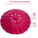 Ombrellone Rotondo Ø250x240 cm a 18 Stecche in Metallo e Poliestere Rosso Vino  