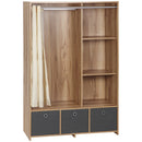 Armadio Guardaroba con Appendiabiti 105x48x160 cm 3 Cassetti in Poliestere e 3 Ripiani in Truciolato  color Legno
