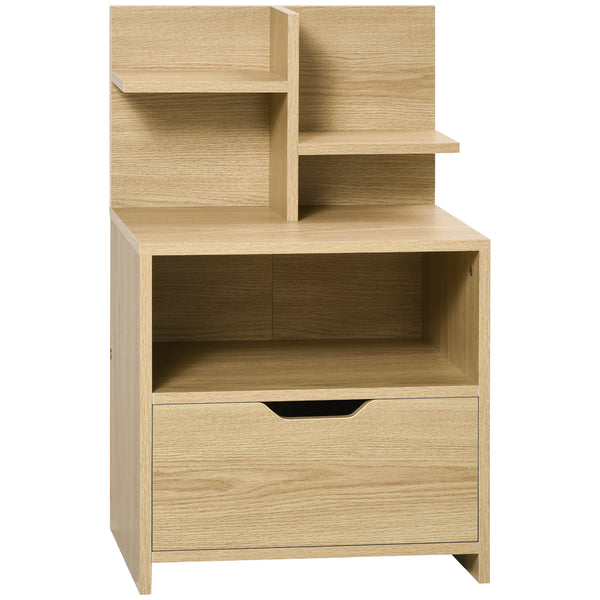 acquista Comodino 1 Cassetto 2 Ripiani 45x35x73 cm in Legno Truciolare Naturale
