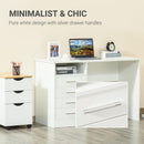 Scrivania Porta PC 4 Cassetti 120x50x76 cm in Legno Bianco
