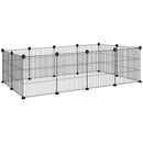 Recinto per Animali Modulabile e Multilivello 140x70x35 cm con 12 Pannelli e Bordi Arrotondati in Metallo e ABS Nero   
