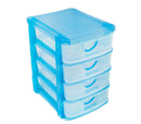 Cassettiera 4 Piani 13x17x18 cm plastica rigida colorata Azzurra