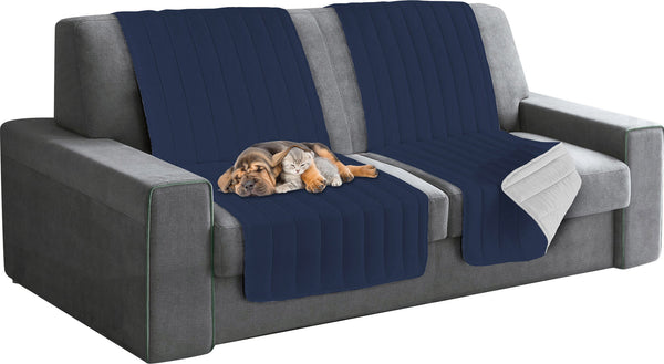 acquista Copridivano a Fascia Doubleface Trapuntato 60x190cm Blu Scuro/Grigio Chiaro