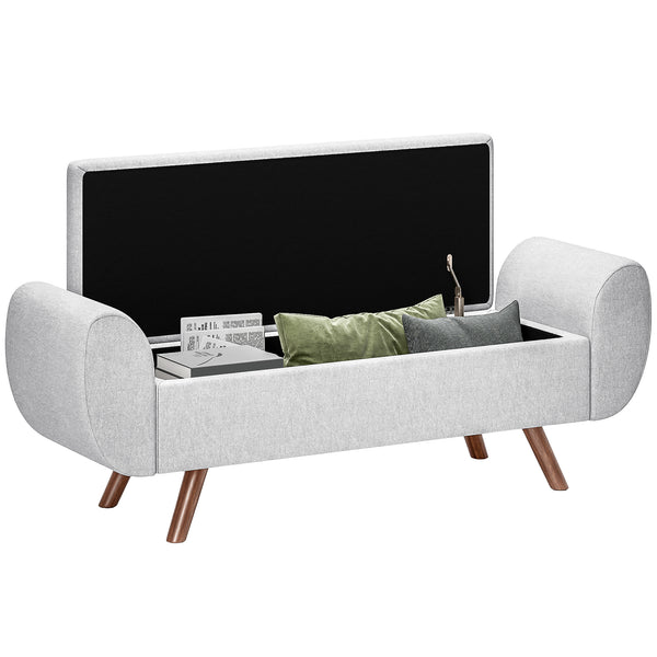 sconto Panca Contenitore Fondo Letto con Braccioli 132x42x50 cm Vano da 53,8L in Tessuto Grigio