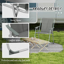 Set 2 Sedie da Giardino Pieghevoli con Braccioli e Seduta 53x54x76 cm in Tessuto Grigio