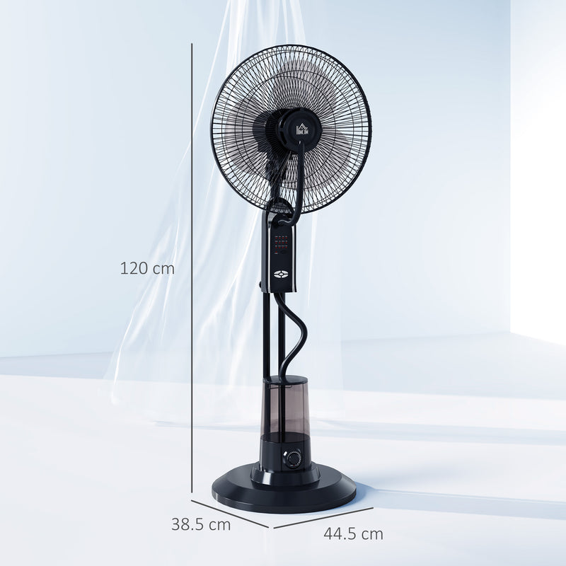 Ventilatore Nebulizzatore Regolabile 3 Velocità 44,5x38,5x120 cm con Telecomando in Metallo e Plastica Nero  