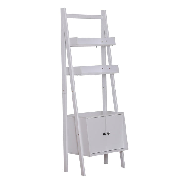 acquista Libreria Scaffale a Scala con Mensole in Legno Bianco 65x40x180 cm