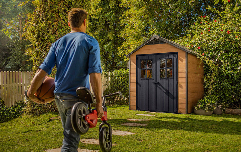 Casetta da Giardino Porta Attrezzi 228x223,5x252 cmin Evotech+ Keter Newton 757 Marrone