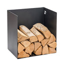 Portalegna 50x35x49,5 cm Crea Chiuso in Acciaio Nero 