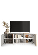 Mobile TV Moderno 3 Ante Venus 181x44x57 cm Bianco Lucido E Cadiz