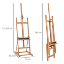 Cavalletto per Pittura Regolabile 53x50,5x171-230 cm in Legno di Faggio Naturale