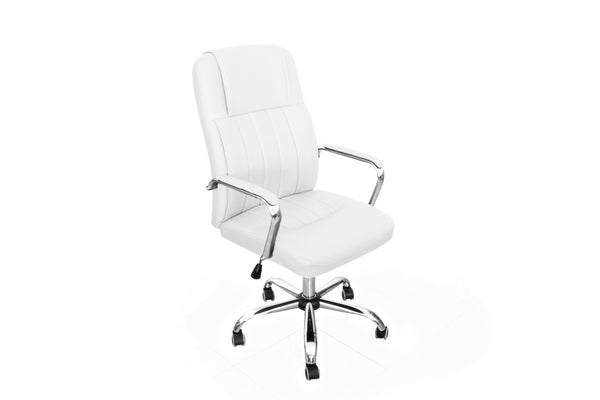 sconto Sedia Poltrona Direzionale da Ufficio 59x67x105/113 cm Ergonomica in Similpelle Bianca