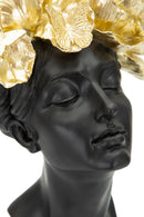 Statua Donna con Farlalle in Testa 21x36,5x20 cm in Poliresina Nero/Oro