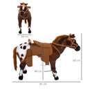 Cavallo a Dondolo per Bambini Realistico 85x28x60 cm in Peluche e Metallo Marrone      