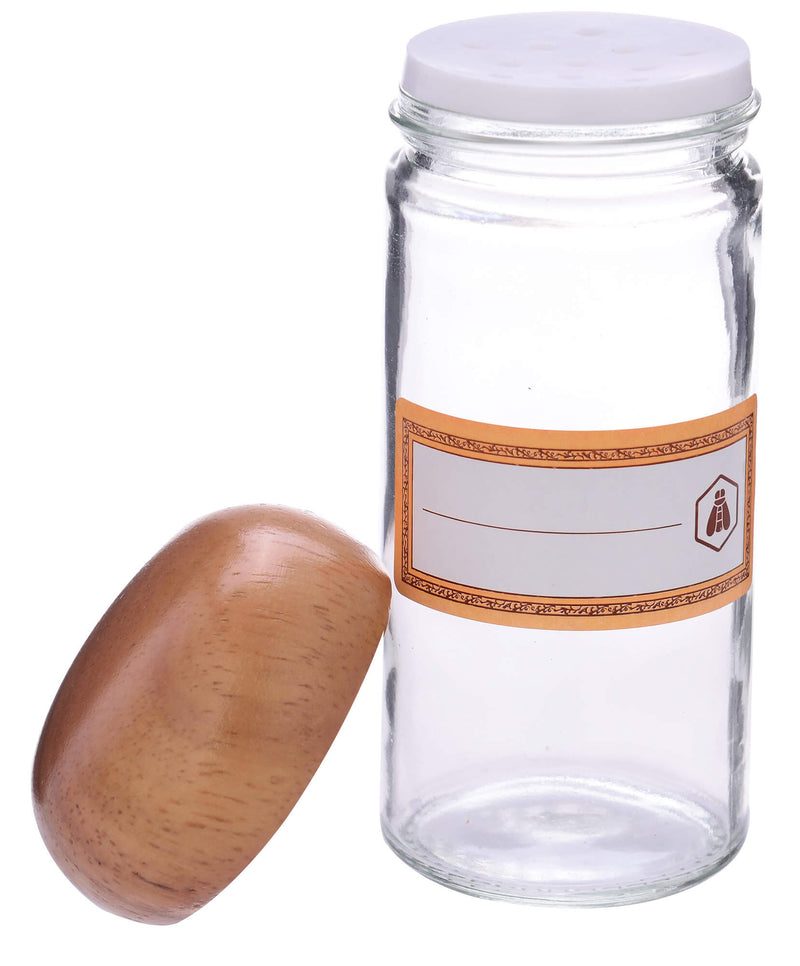 Set 24 Barattoli Per Spezie Rettangolari In Vetro Con Coperchio Bambù - 120 Ml, Con Etichette Adesive In 4 Lingue E Inserti Dosatori