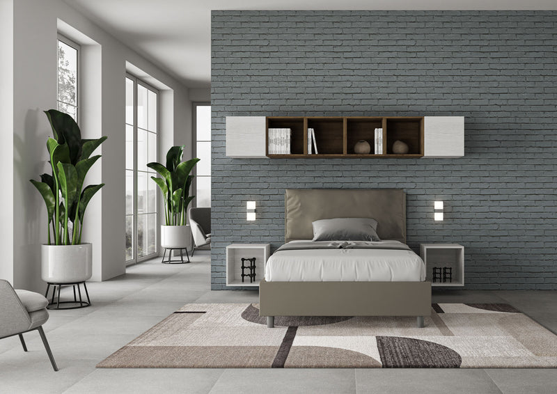 Letto 1 Piazza E Mezzo Imbottito in Similpelle Antea Large Cappuccino Varie Misure