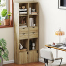 Libreria 6 Ripiani 30x24x158 cm con Cassetto Sportello Mensole Aperte in Laminato Rovere      