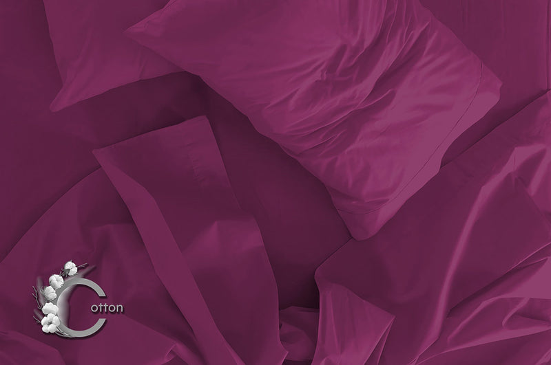 Set Lenzuola Matrimonale Sopra Sotto e Federe Tinta Unita Fucsia