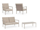 Set 4 Pezzi Salotto da Giardino con Divano 2 Poltrone e Tavolino in Alluminio e PP Konnor Rastin 