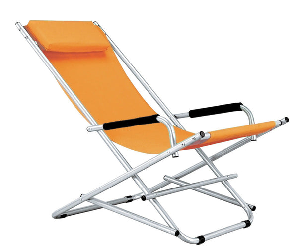 Sedia Sdraio Pieghevole in Acciaio Tessuto Texilene Arancione acquista