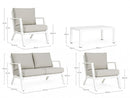 Set Salotto da Giardino Divano 2 Poltrone e Tavolino Harley Bianco