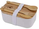 Porta Pranzo 1100 ml con Posate e Coperchio in Fibra di Bambù