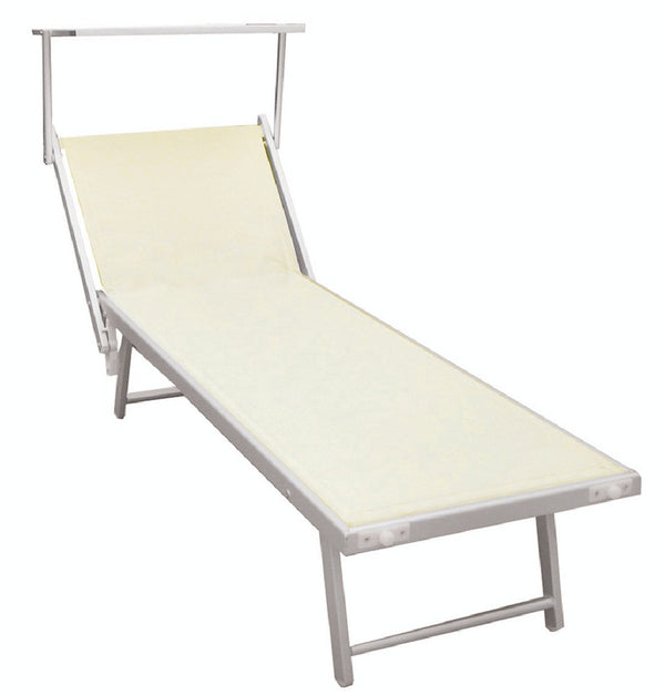 sconto Lettino Prendisole da Giardino in Alluminio con Tettuccio Soriani Riccione Avorio