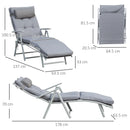 Sdraio da Giardino Pieghevole Reclinabile 137x63,5x100,5 cm in Metallo e con Materassino Grigio