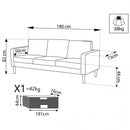 Divano 3 Posti Ramsey 180x73x82 h cm in Tessuto Blu