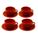 Set 4 Tazze da The con Piattino Ø9,5xh7 cm in Gres Porcellanato Romeo Arancione      