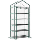 Serra a Casetta a 5 Livelli 90x49x193 cm con Ingresso Avvolgibile in Acciaio e Polietilene Trasparente      
