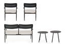 Set 5 Pezzi Salotto da Giardino con Divano 2 Poltrone e 2 Tavolini in Acciaio e Spunpoly Gargano Antracite 