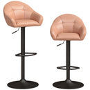 Set 2 Sgabelli da Bar Regolabili 49,5x48,5x86-108 cm con Schienale e Poggiapiedi in Pelle PU Marrone      